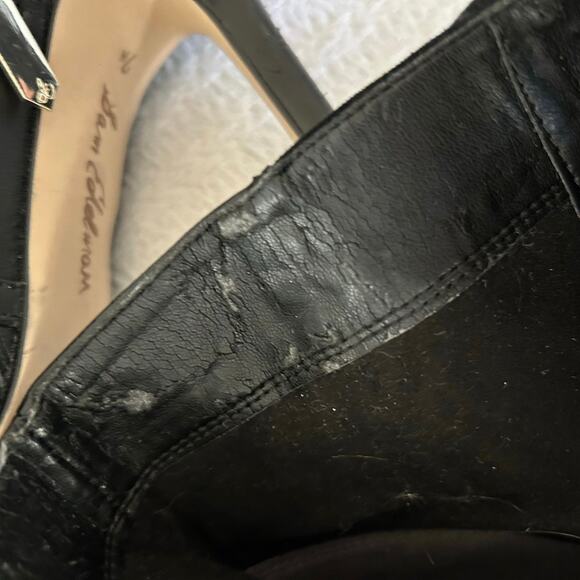 Sam Edelman Women Leather Bootie Shoes Stiletto 4” Heel Black Open Toe Size 7.5” - Picture 8 of 8